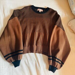 Philosophy Brown and Black Striped Sweater